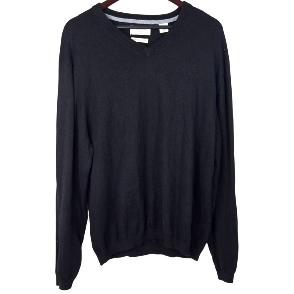 Weatherproof Vintage Black V-Neck Sweater Cotton Cashmere Blend L